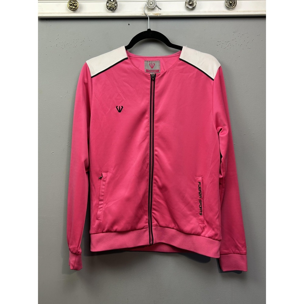 Fuerza Sports Track Jacket Womens 88 Pink Colorblock Full Zip Athletic